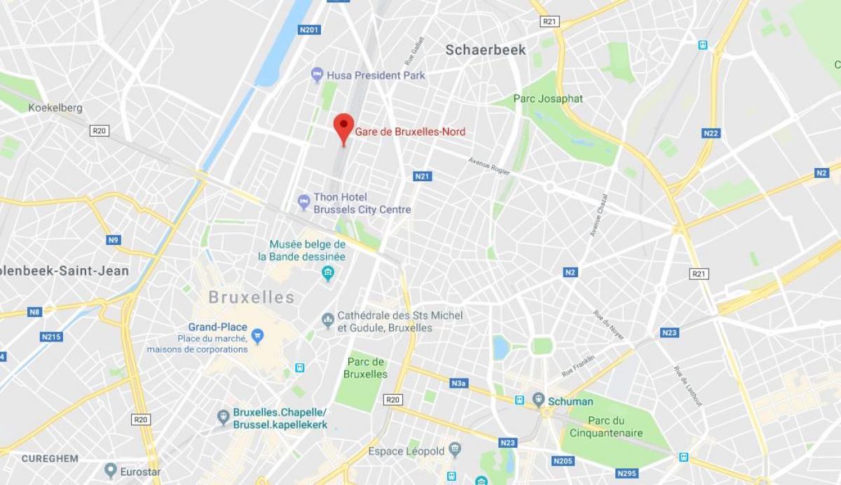 Bruxellesnord togstationen kort Kort over Bruxellesnord tog (Belgien)